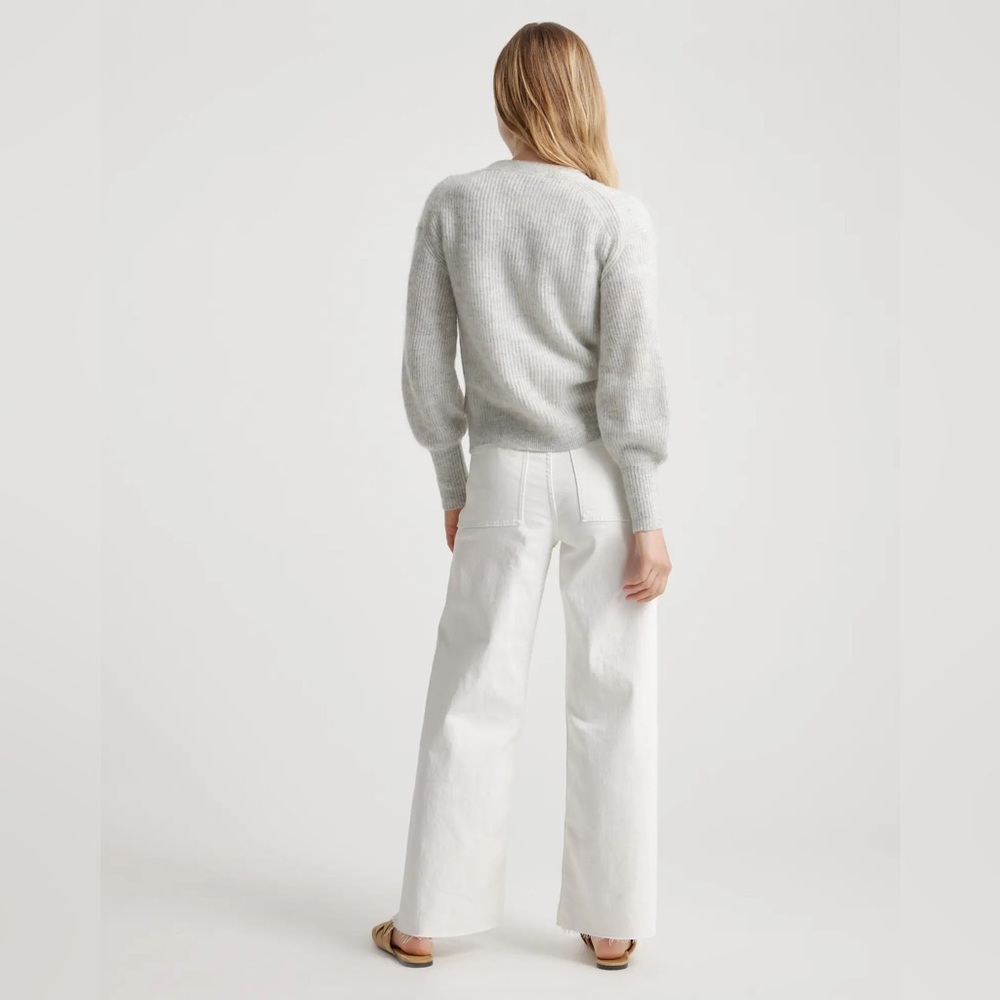 Quince Baby Alpaca -Wool Cropped Cardigan Light Grey Sz S - Picture 3 of 8